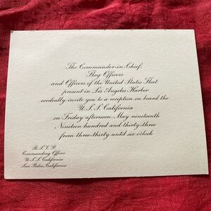 VTG 1933 USS California US Fleet Harbor Invitation NAVY RARE Commander In Chief